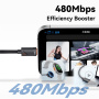 ESSAGER 2u1 univerzalni pleteni kabel za punjenje i prijenos podataka - USB-C na USB-C / Lightning - 1,2 m - crni