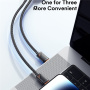 ESSAGER 2-u-1 univerzalni pleteni kabel za punjenje i prijenos podataka - USB-C na USB-C / USB-C - 1,2 m - crni