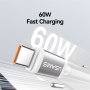 USAMS US-SJ757 dvobojni pleteni kabel za punjenje i prijenos podataka - USB-C na USB-C - 1,2 m - ružičasto-plavi