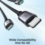 JOYROOM S-A21 3u1 univerzalni pleteni kabel za punjenje - USB-C na USB-C / Lightning / micro USB - 1,2 m - crni