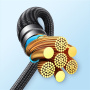 JOYROOM S-A21 3u1 univerzalni pleteni kabel za punjenje - USB-C na USB-C / Lightning / micro USB - 1,2 m - crni