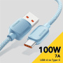 ESSAGER ES-X46 pleteni kabel za punjenje i prijenos podataka - USB-A na USB-C - 1 m - plavi