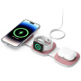 YM-T1 3u1 bežični MagSafe punjač za iPhone / Apple Watch / AirPods - 15W - roza