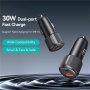USAMS US-CC283 auto punjač s USB-C / USB-A priključcima - 60W - crni