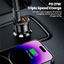 Toocki TQ-CC25A auto punjač s USB-C / USB-A priključcima - 60W - crni