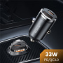 Toocki TQ-CC34A mini auto punjač s USB-C / USB-A priključcima - 30W - crni