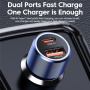 Toocki TQ-CC03 auto punjač s USB-C / USB-A priključcima - 63W - tamno plava