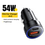 ESSAGER ES-CC11 auto punjač s USB-C / USB-A priključcima - 54W - crni