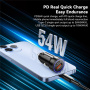 ESSAGER ES-CC11 auto punjač s USB-C / USB-A priključcima - 54W - siva
