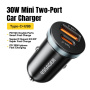 ESSAGER ES-CC12 auto punjač s USB-C / USB-A priključcima - 30W - crni