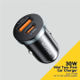 ESSAGER ES-CC12 auto punjač s USB-C / USB-A priključcima - 30W - crni
