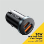 ESSAGER ES-CC12 auto punjač s USB-C / USB-A priključcima - 30W - crni