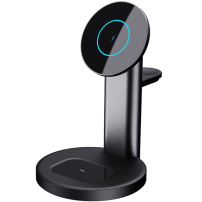 S36 3-u-1 magnetsko bežično postolje za iPhone / Apple Watch / AirPods - 15W - crno