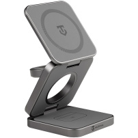 Tactical MagForce Saviour 3u1 sklopivi magnetski bežični stalak za iPhone / Apple Watch / AirPods - 15W - sivi