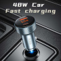 TOTUDESIGN CC-4 auto punjač s zaslonom i USB-C / USB-A priključcima - 48W - sivi