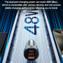 TOTUDESIGN CC-4 auto punjač s zaslonom i USB-C / USB-A priključcima - 48W - sivi