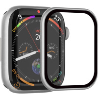 Rurihai kaljeno staklo s plastičnim okvirom za Apple Watch 44mm - srebrno