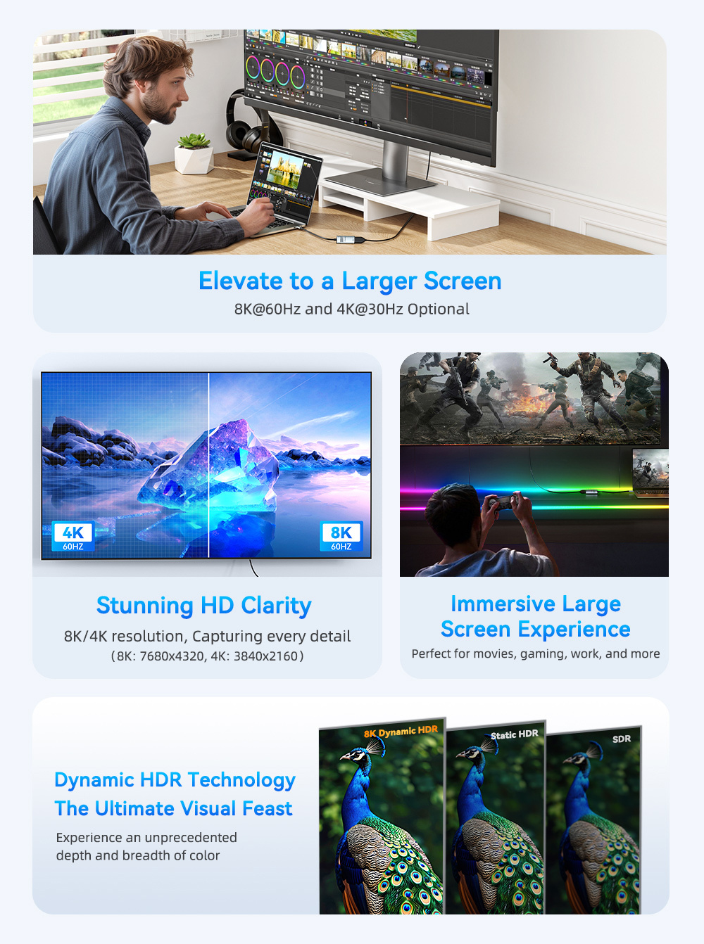 ESSAGER ES-OTG23 video redukcija - HDMI na USB-C - tamno siva