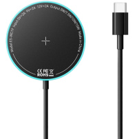 ESSAGER ES-WC19 bežični MagSafe punjač s pozadinskim osvjetljenjem za iPhone / AirPods - 15W - crna