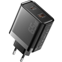 ESSAGER ES-CD43 GaN brzi adapter za punjenje s USB-C / USB-A priključcima - 65W - crni