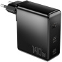 ESSAGER PST-140C2A GaN brzi adapter za punjenje s 2x USB-C / USB-A priključka - 140W - crni