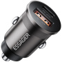 ESSAGER ES-CC15 mini auto punjač s USB-C / USB-A priključcima - 45W - tamno siva