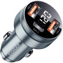 ESSAGER ES-CC10 auto punjač s zaslonom i priključcima USB-C / 2x USB-A - 80W - siva