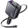 Yesido Y63 set auto punjača s USB-C / USB-A priključcima i uvlačivim Lightning i USB-C kabelom - 117W - 0,7 m - siva