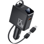 Yesido Y71 set auto punjača s USB-C / USB-A priključcima i uvlačivog Lightning i USB-C kabela - 125W - 0,7 m - crna