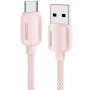 ESSAGER ES-X46 pleteni kabel za punjenje i prijenos podataka - USB-A na USB-C - 1 m - ružičasti