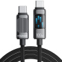 ESSAGER Dazzling pleteni kabel za punjenje i prijenos podataka - USB-C na USB-C - 1 m - crni