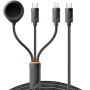 ESSAGER 3u1 univerzalni pleteni kabel za punjenje i prijenos podataka - USB-C na magnetski puck / USB-C / Lightning - 1,2 m - crni