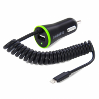 HAWEEL punjač za automobil (2.1) lightning / 8pin konektor - 1.2m crna