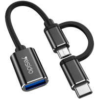 Yesido GS02 2u1 podatkovni adapter - USB-A na USB-C / micro USB - crni