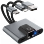 NK-1056S 3u1 reduktor - RJ45 / 3,5 mm priključak / USB-C na USB-C / Lightning / USB-A - siva