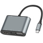 FX-1815B 8-u-1 hub - utor za TF karticu / HDMI / VGA / 3,5 mm priključak / USB-C / 3x USB-A na USB-C za MacBook - sivi