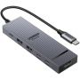 UGREEN CM828 6-u-1 hub - HDMI / 3x USB-C / 2x USB-A na USB-C - tamno sivi