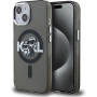 Karl Lagerfeld IML Glitter Karl and Choupette Sketch svjetlucava maska s MagSafe za iPhone 15 - siva