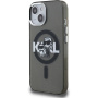 Karl Lagerfeld IML Glitter Karl and Choupette Sketch svjetlucava maska s MagSafe za iPhone 15 - siva