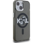 Karl Lagerfeld IML Glitter Karl and Choupette Sketch svjetlucava maska s MagSafe za iPhone 15 - siva