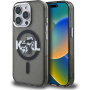 Karl Lagerfeld IML Glitter Karl and Choupette Sketch svjetlucava maskica s MagSafe za iPhone 15 Pro - siva