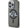 Karl Lagerfeld IML Glitter Karl and Choupette Sketch svjetlucava maskica s MagSafe za iPhone 15 Pro - siva
