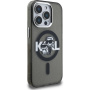 Karl Lagerfeld IML Glitter Karl and Choupette Sketch svjetlucava maskica s MagSafe za iPhone 15 Pro - siva