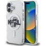 Karl Lagerfeld IML Glitter Karl and Choupette Sketch svjetlucava maska s MagSafe za iPhone 16 - srebrna