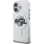 Karl Lagerfeld IML Glitter Karl and Choupette Sketch svjetlucava maska s MagSafe za iPhone 16 - srebrna