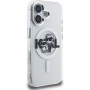 Karl Lagerfeld IML Glitter Karl and Choupette Sketch svjetlucava maska s MagSafe za iPhone 16 - srebrna