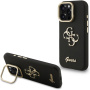 Guess Grained 4G Logo maska s preklopnim stalkom za iPhone 15 Pro - crna