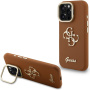 Guess Grained 4G Logo maska s preklopnim stalkom za iPhone 16 Pro - smeđa