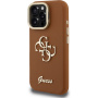 Guess Grained 4G Logo maska s preklopnim stalkom za iPhone 16 Pro - smeđa