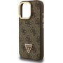 Guess 4G Strass Triangle Logo maska s preklopnim stalkom i MagSafe za iPhone 16 Pro Max - smeđa